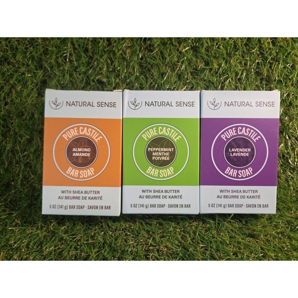 Lot of 3 Natural Sense Pure Castile Bar Soap Plant Based 3 scent set